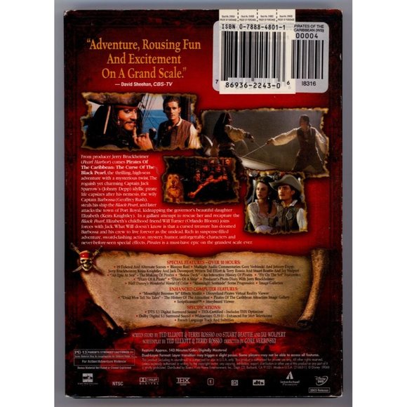 PIRATES OF THE CARIBBEAN CURSE OF THE BLACK PEARL DVD 2-Disc Collector's Edition - Picture 2 of 2